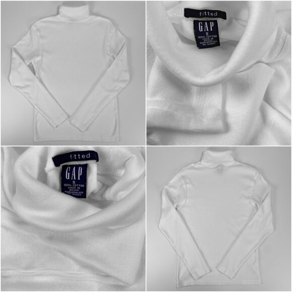 Gap Tops - Vtg Y2K 2000 GAP M S White FITTED TURTLENECK Quality HEAVYWEIGHT Cotton LIKE NEW